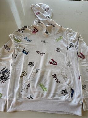 Marvel Adult White T-shirt Hoodie with Multicolor Graphics Sz: Small